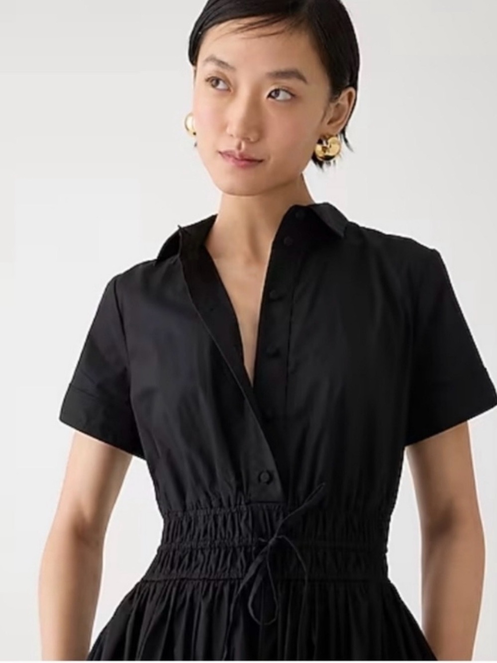 J. Crew Black Short-Sleeve Midi Shirtdress - Picture 3 of 6
